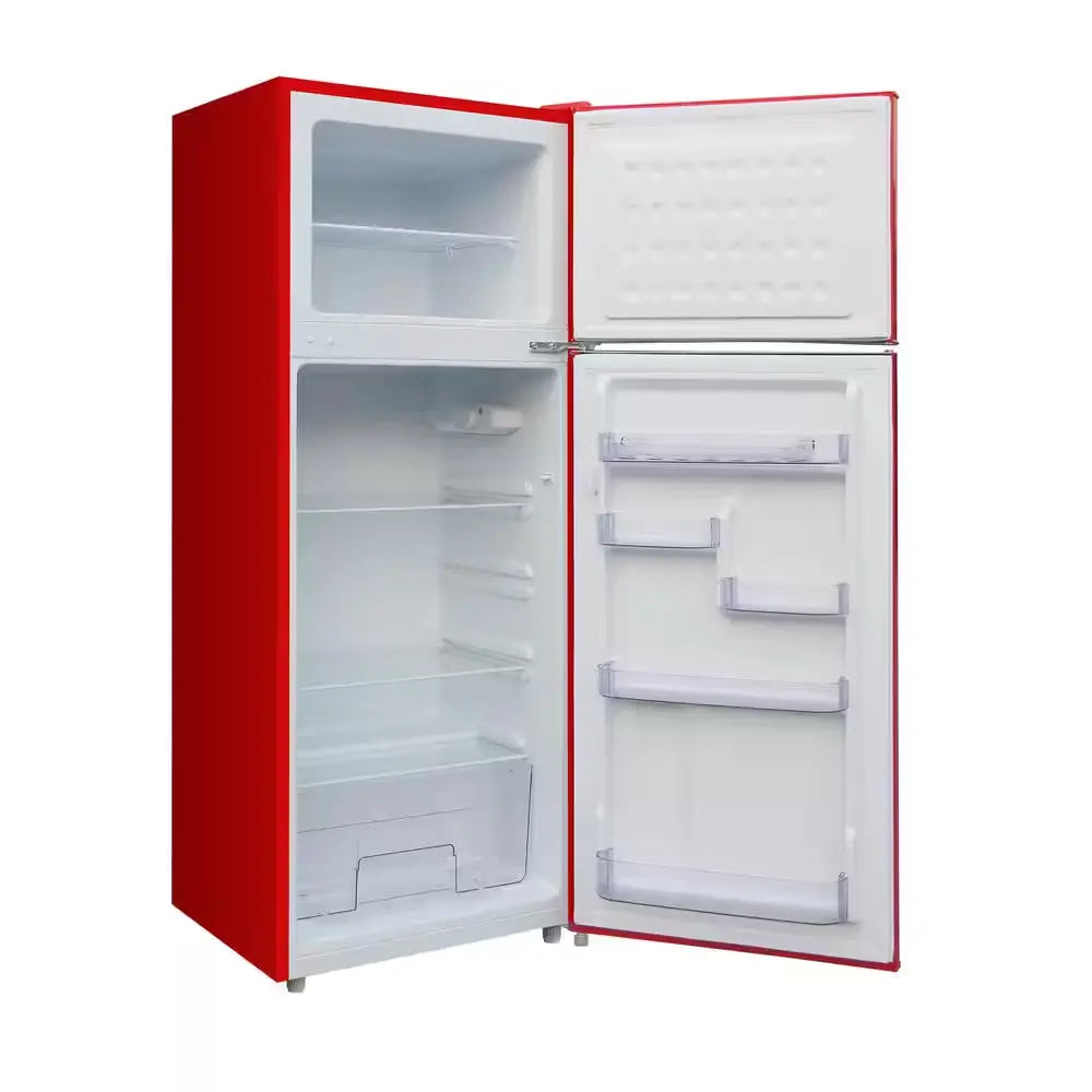 21.5 In. 7.5 Cu.Ft. Retro Mini Refrigerator in Cherry Red with Top Freezer and Chrome Handles | Fridge.com