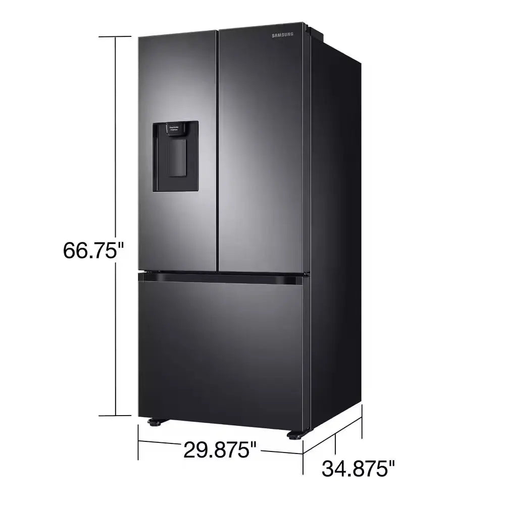 22 Cu. Ft. 3-Door French Door Smart Refrigerator with Water Dispenser in Fingerprint Resistant Black Stainless Steel | Fridge.com