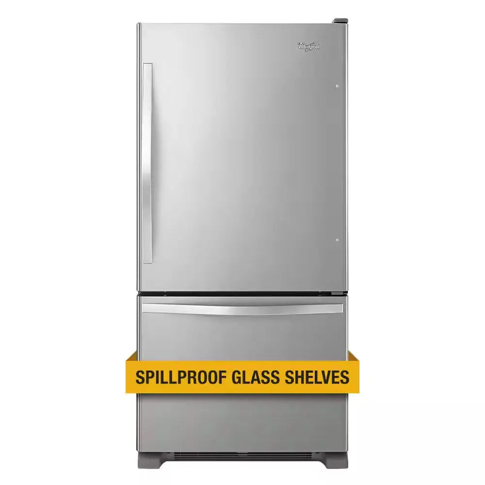 22 Cu. Ft. Bottom Freezer Refrigerator in Stainless Steel with Spill Guard Glass Shelves | Fridge.com