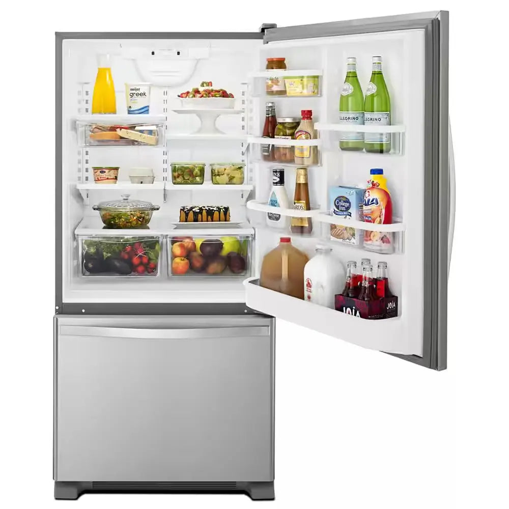 22 Cu. Ft. Bottom Freezer Refrigerator in Stainless Steel with Spill Guard Glass Shelves | Fridge.com