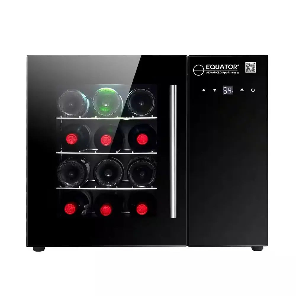 22 In. 12-Bottles Single Temperature Zone Countertop Wine Refrigerator Touch Control 110V in Black | Fridge.com