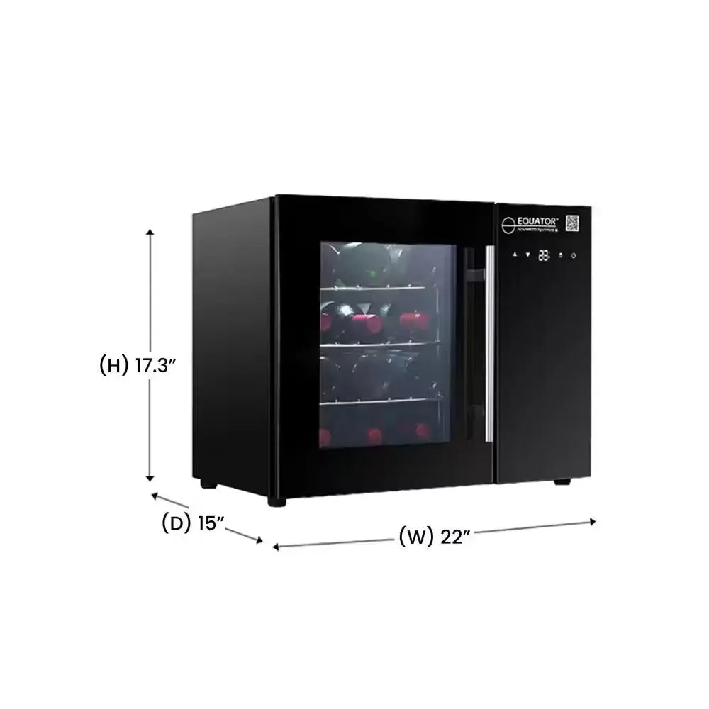 22 In. 12-Bottles Single Temperature Zone Countertop Wine Refrigerator Touch Control 110V in Black | Fridge.com