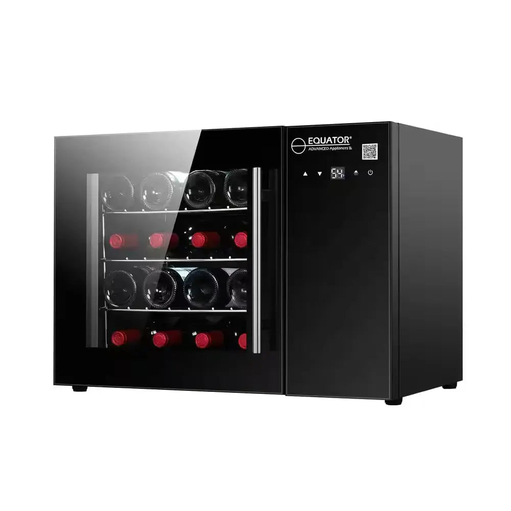 22 In. 12-Bottles Single Temperature Zone Countertop Wine Refrigerator Touch Control 110V in Black | Fridge.com