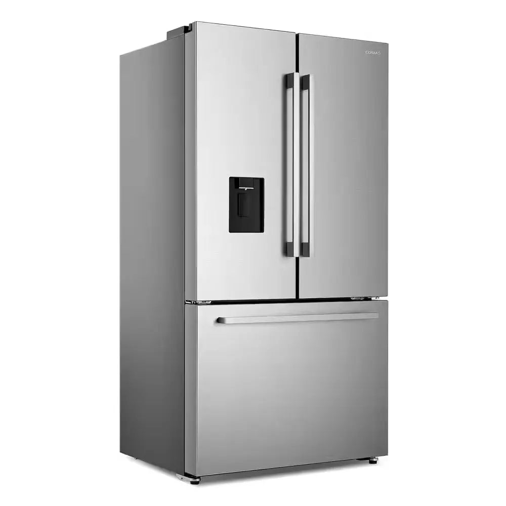 22.4 Cu. Ft. 3-Door French Door Refrigerator with Water Dispenser and Ice Maker in Stainless Steel, Counter Depth | Fridge.com