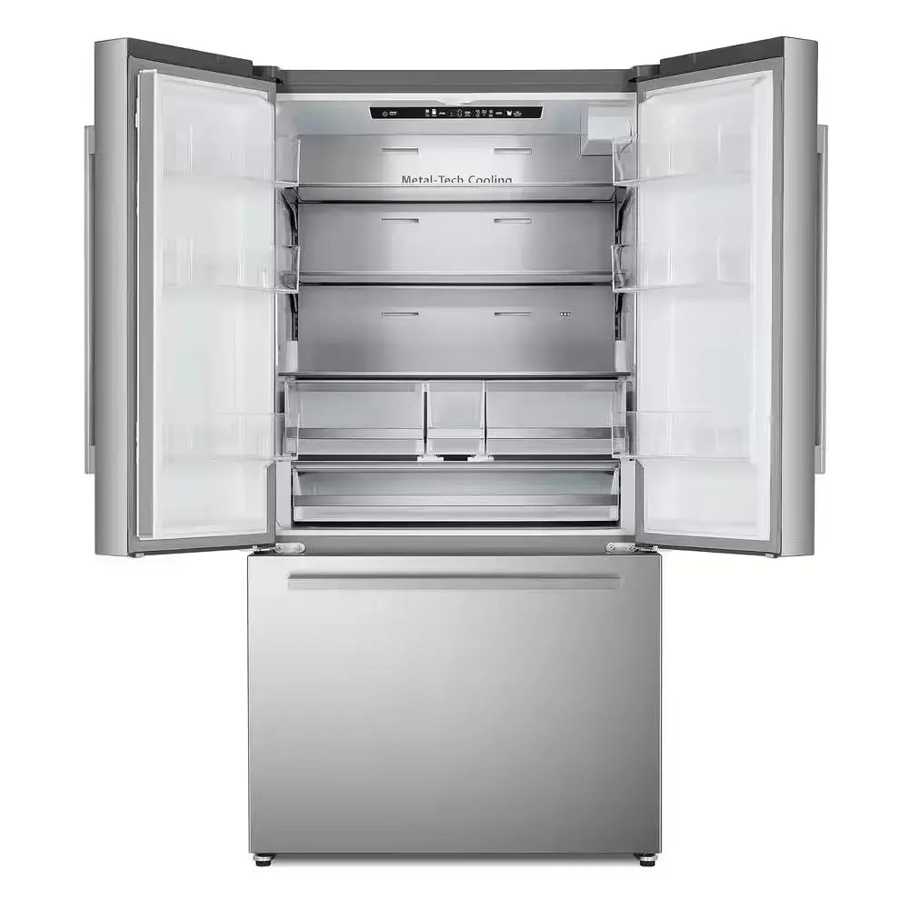 22.4 Cu. Ft. 3-Door French Door Refrigerator with Water Dispenser and Ice Maker in Stainless Steel, Counter Depth | Fridge.com