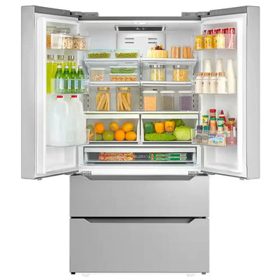 22.5 Cu. Ft. 4-Door French Door Refrigerator with Recessed Handle in Stainless Steel, Counter Depth | Fridge.com