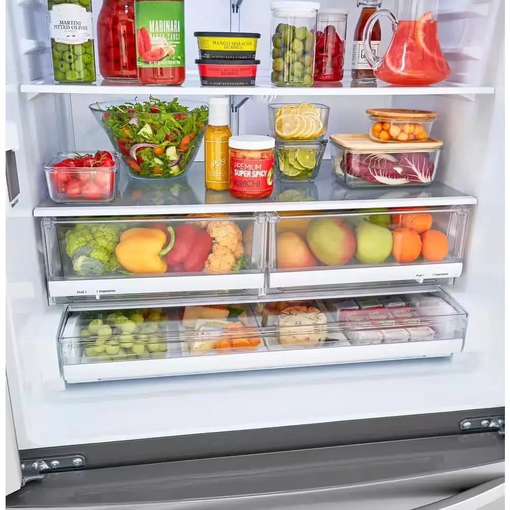 23 Cu. Ft. 4-Door French Door Refrigerator with Internal Water Dispenser in Print Proof Stainless Steel, Counter Depth | Fridge.com