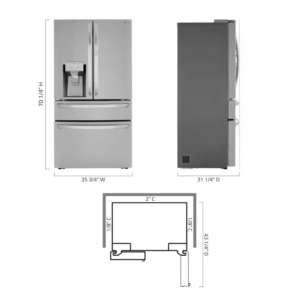 23 Cu. Ft. Door-In-Door 4-Door French Door Refrigerator, Dual and Craft Ice in Printproof Stainless Steel, Counter Depth | Fridge.com