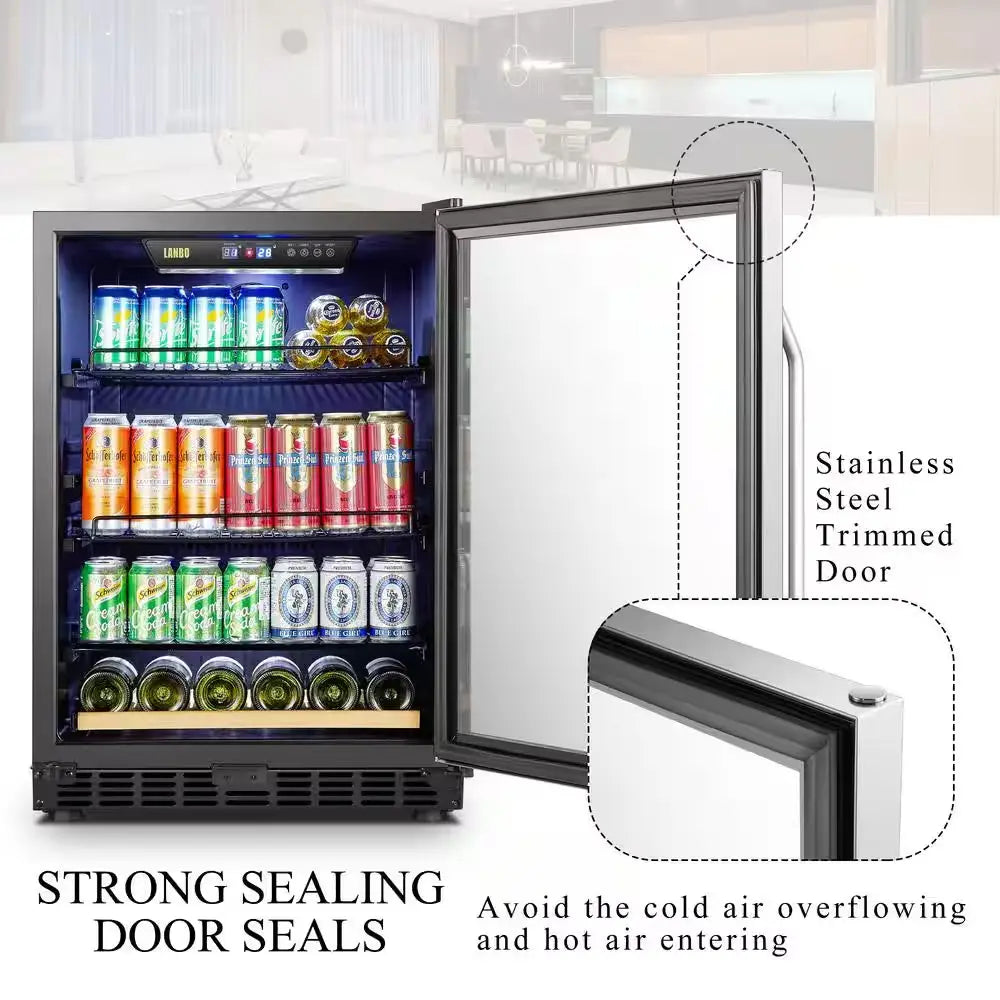 23 In. 110-Can 6-Bottle Stainless Steel Single Zone Wine and Beverage Refrigerator | Fridge.com