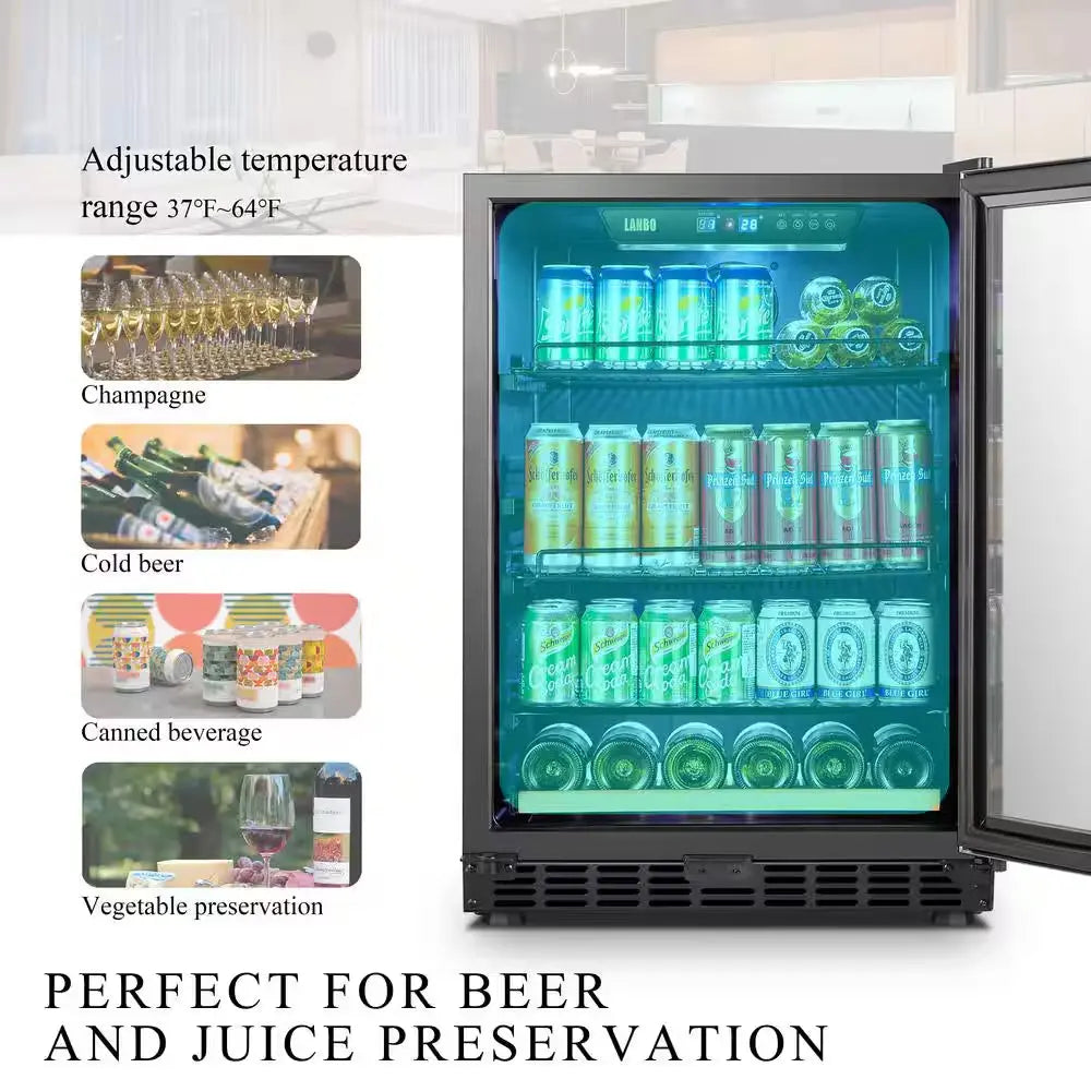 23 In. 110-Can 6-Bottle Stainless Steel Single Zone Wine and Beverage Refrigerator | Fridge.com