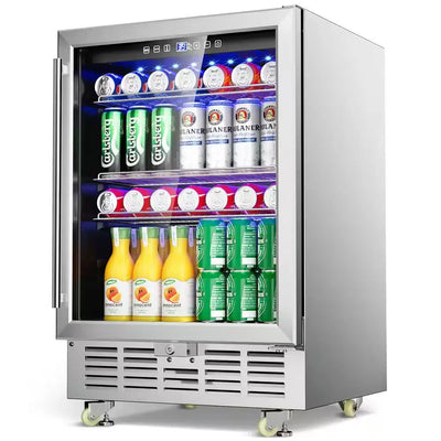 23.2 In. Single Zone 180-Cans Beverage and Wine Cooler in Silver | Fridge.com