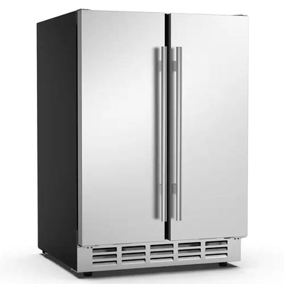 23.4 In. Dual Zone 20-Wine Bottles and 57-Cans Beverage and Wine Cooler in Silver | Fridge.com