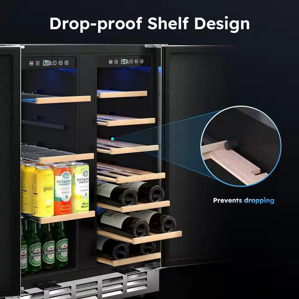 23.4 In. Dual Zone 20-Wine Bottles and 57-Cans Beverage and Wine Cooler in Silver | Fridge.com