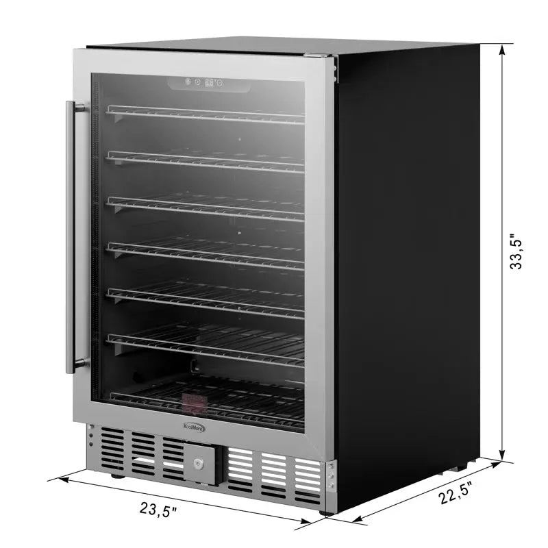 23.4 In. Stainless Steel, Glass-Door Built-In Refrigerator and Beverage Cooler, 5 Cu. Ft. | Fridge.com