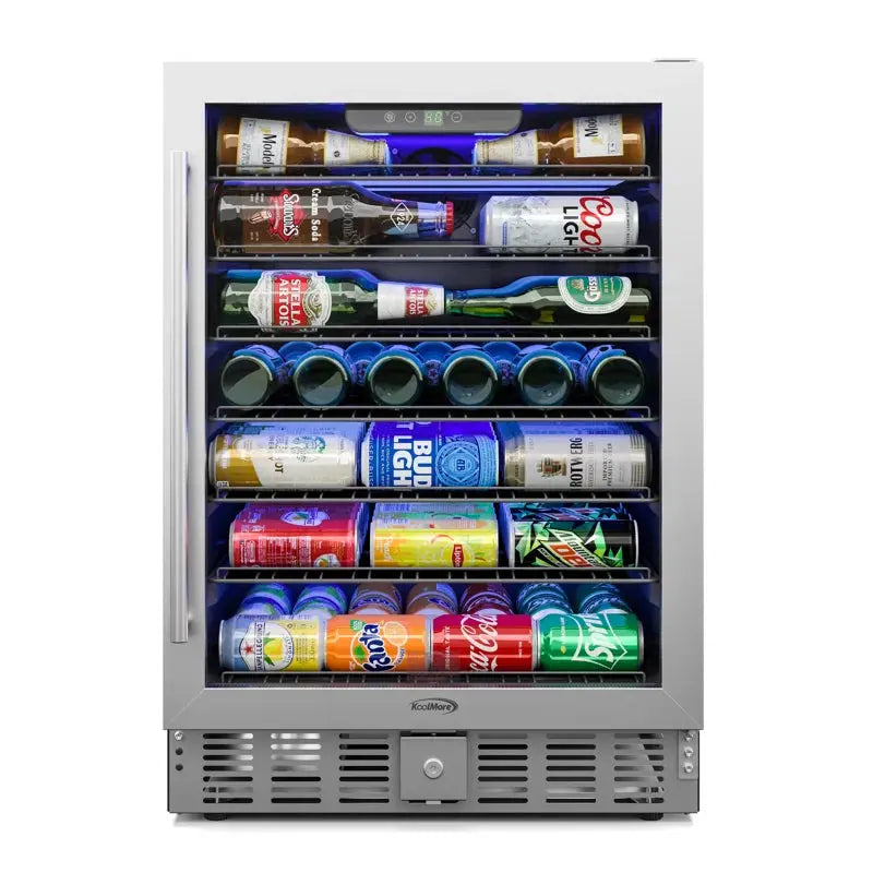 23.4 In. Stainless Steel, Glass-Door Built-In Refrigerator and Beverage Cooler, 5 Cu. Ft. | Fridge.com