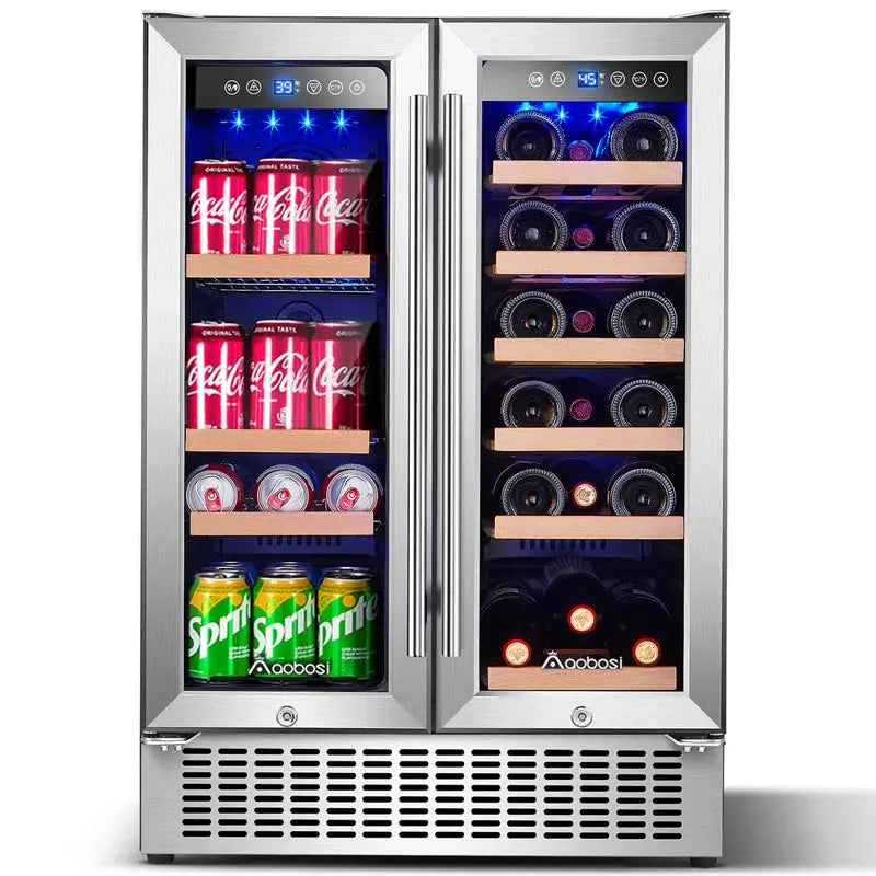 23.4'''' 19 Bottle 57 Cans (12 Oz.) Dual Zone Freestanding Beverage Refrigerator with Wine Storage | Fridge.com