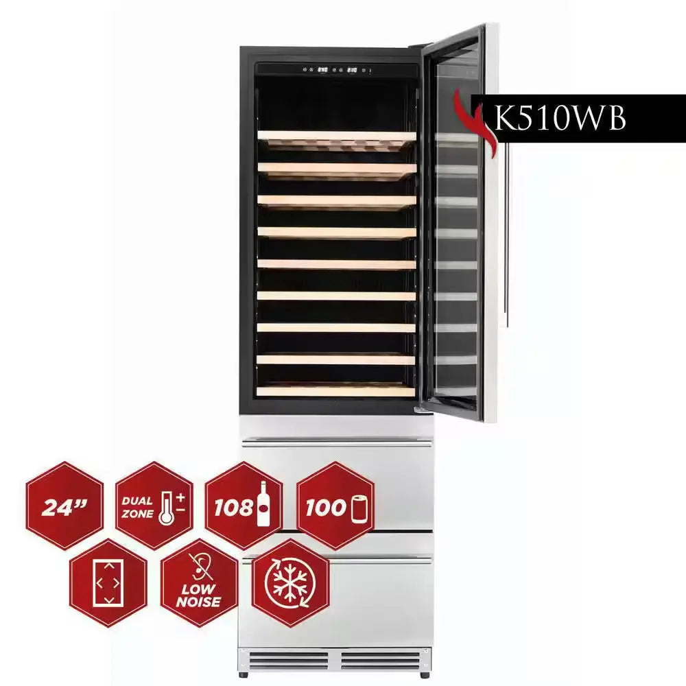 23.5 In. 108-Bottles Wine and 100 Cans Wine and Beverage Cooler | Fridge.com