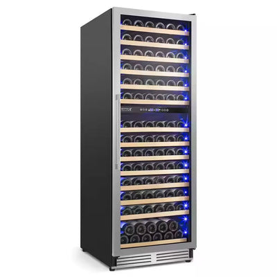 23.54 in Dual Zone Cellar Cooling Unit in Silver 154-Wine Bottles Two Shapes of Door Handles Removable Shelves Blue Leds | Fridge.com