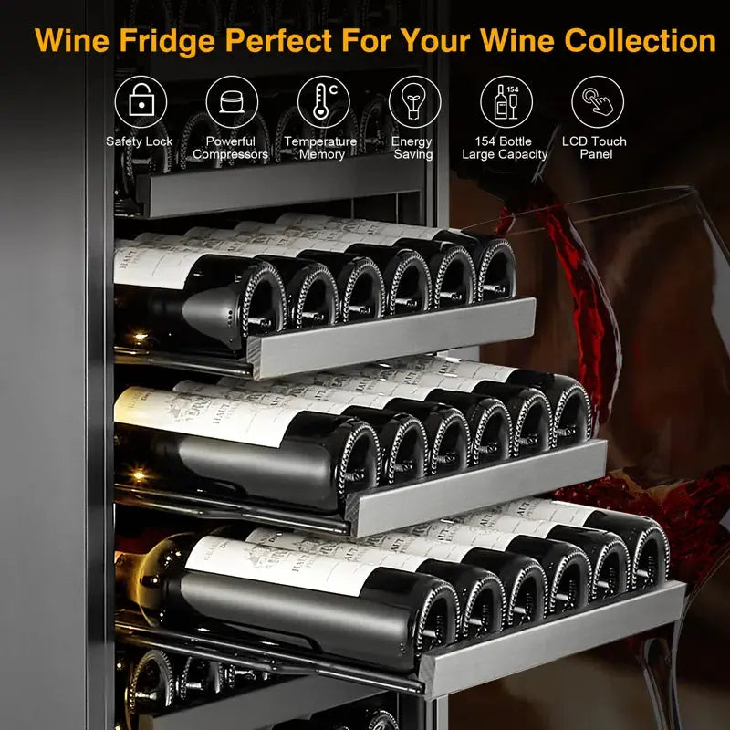 23.5" 154 Bottle Built-In or Freestanding Single Zone Wine Refrigerator | Fridge.com