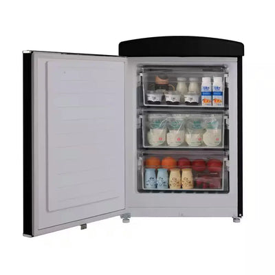 23.62 In. 3.2 Cu. Ft. 110V Frost Free Retro Mini Upright Freezer Convertible Refrigerator in Black | Fridge.com