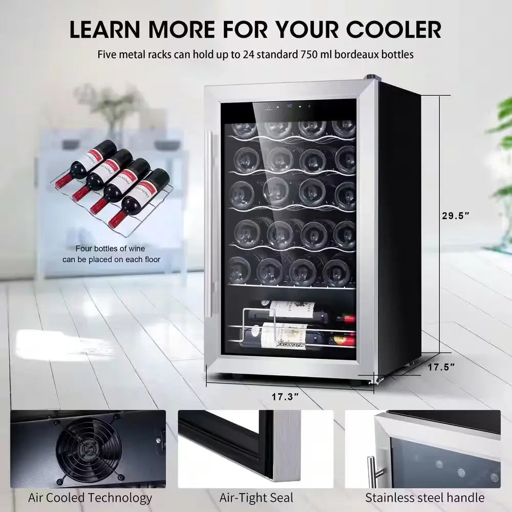 24 Bottle Single Zone Wine Cooler Small Wine Fridge | Fridge.com