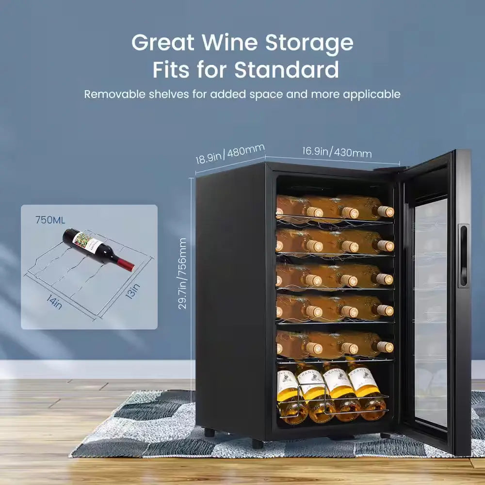 24-Bottle Wine Cooler Refrigerator, Freestanding Wine Fridge with Glass Door | Fridge.com