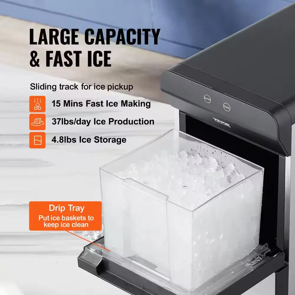 Countertop Ice Maker 9.5 In. 37 Lbs. /24 H Auto Self-Cleaning Portable Ice Maker 2 Ways Water Refill Ice Machine, Black | Fridge.com