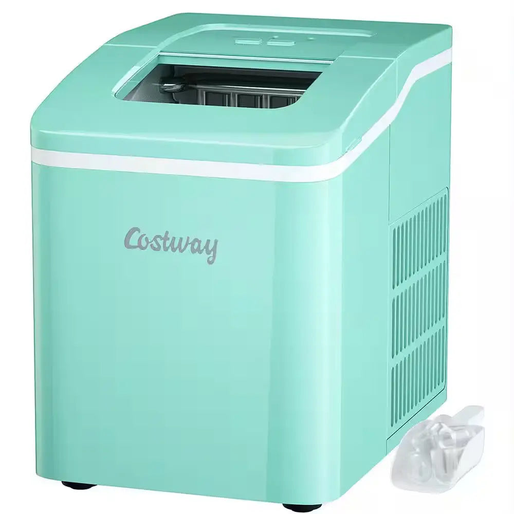 9 In. W 26 Lbs./24-Hour Countertop Portable Ice Maker Self-Cleaning Wit-Hour Scoop in Red | Fridge.com