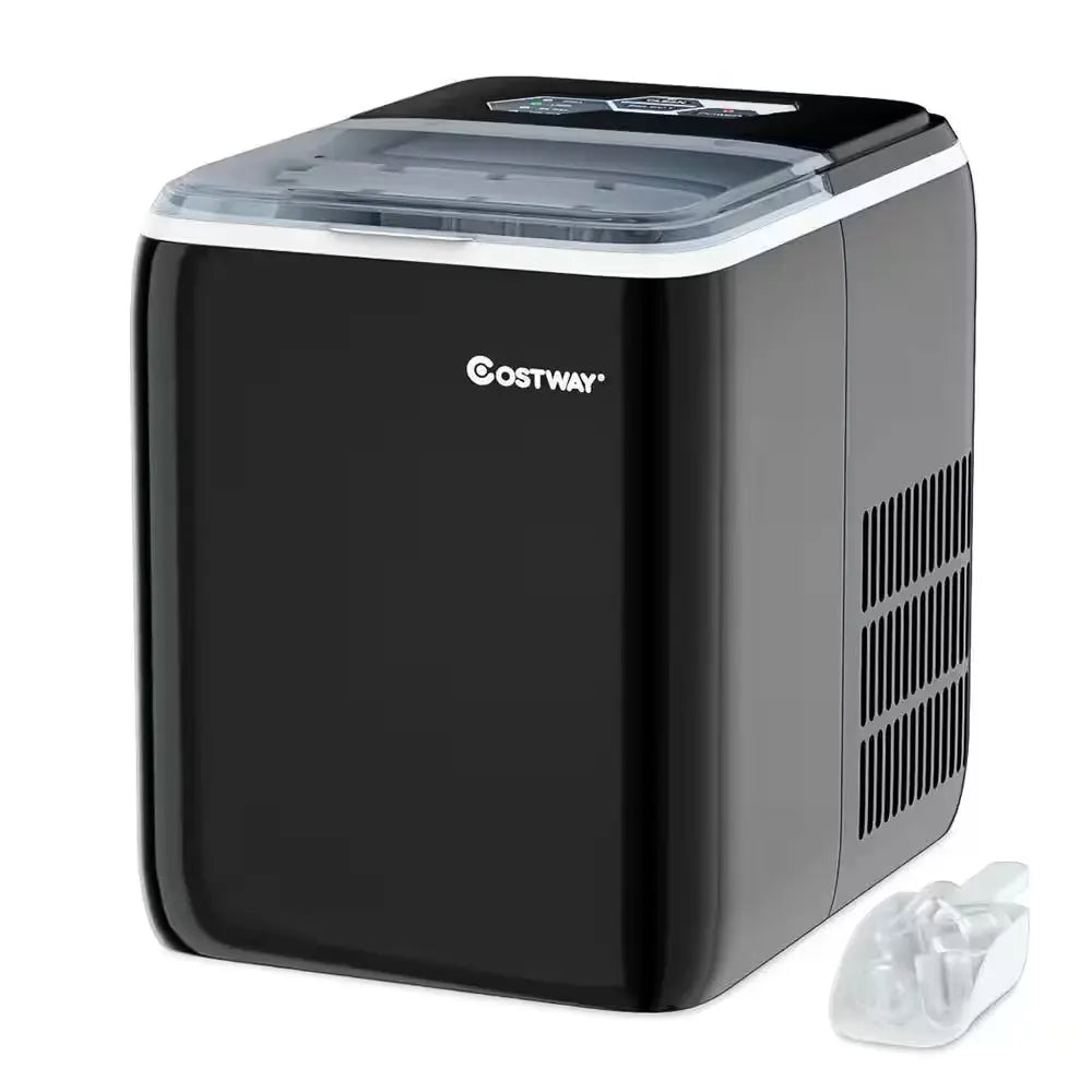 10.5 In. 44 Lbs./24 Hour Portable Ice Maker Self-Clean with Scoop in Black | Fridge.com