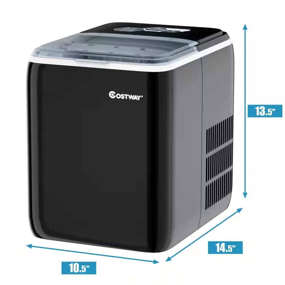 10.5 In. 44 Lbs./24 Hour Portable Ice Maker Self-Clean with Scoop in Black | Fridge.com