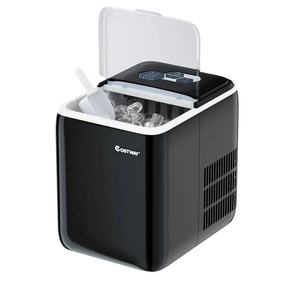 10.5 In. 44 Lbs./24 Hour Portable Ice Maker Self-Clean with Scoop in Black | Fridge.com