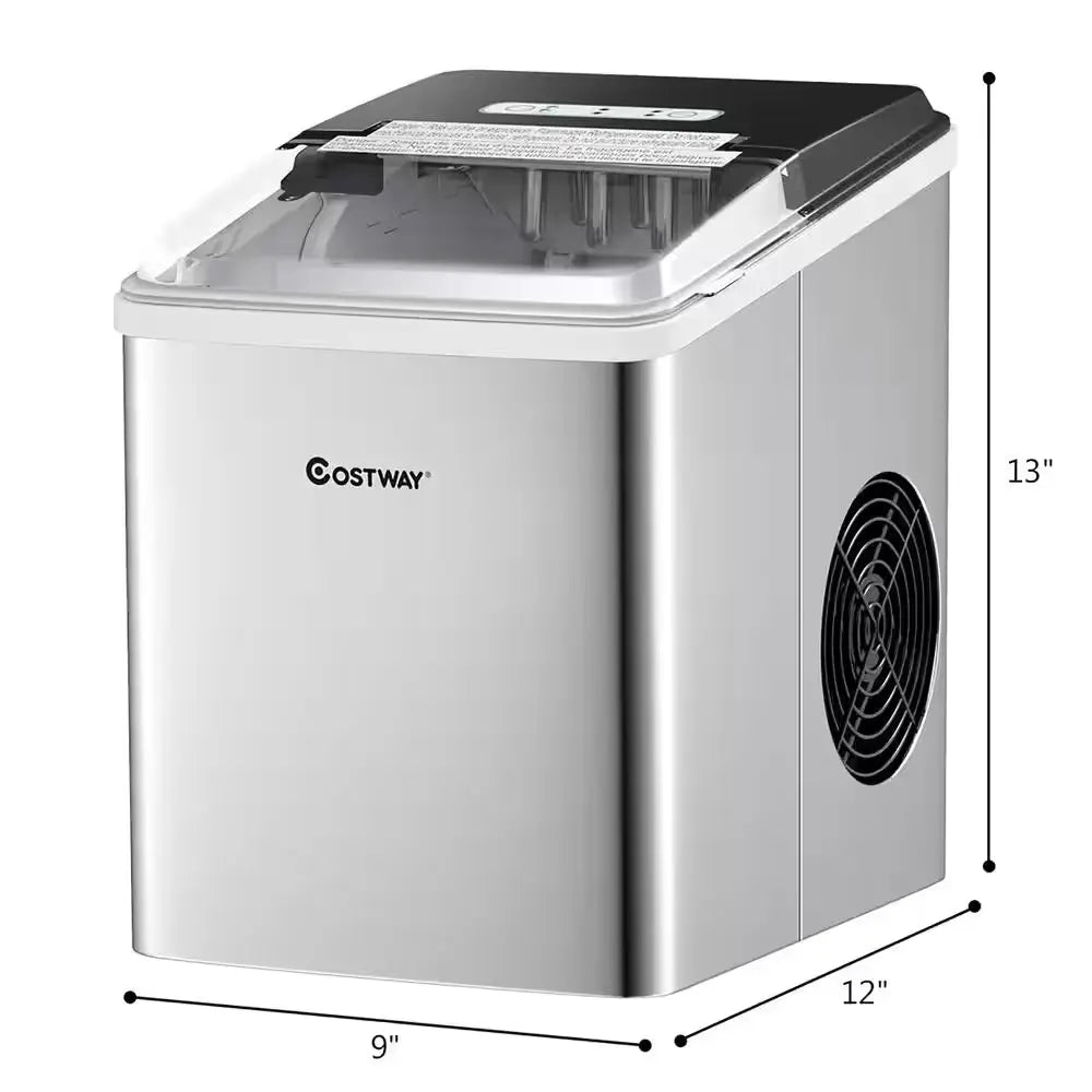 9 In. W 26 Lbs./24-Hour Portable Ice Maker in Silver Self-Clean with Scoop | Fridge.com