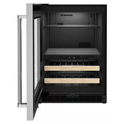 24 In. 14-Bottle Wine and Beverage Cooler in Black Cabinet with Stainless Doors | Fridge.com