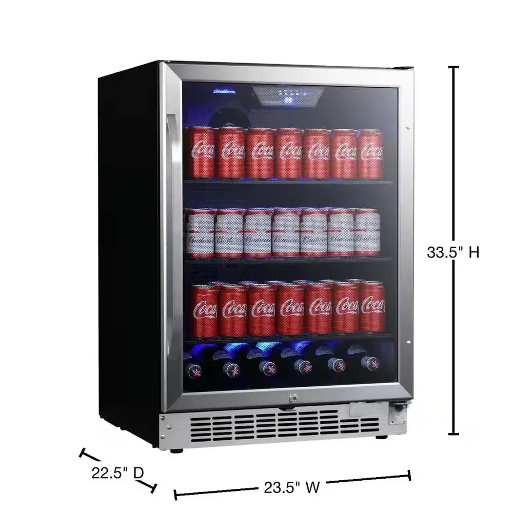 24 In. 142 (12 Oz.) Can Built-In Beverage Cooler with Tinted Door and LED Lighting | Fridge.com