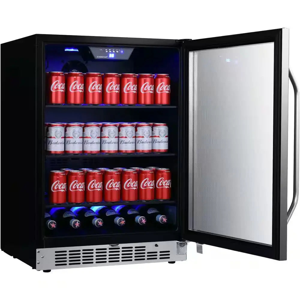 24 In. 142 (12 Oz.) Can Built-In Beverage Cooler with Tinted Door and LED Lighting | Fridge.com