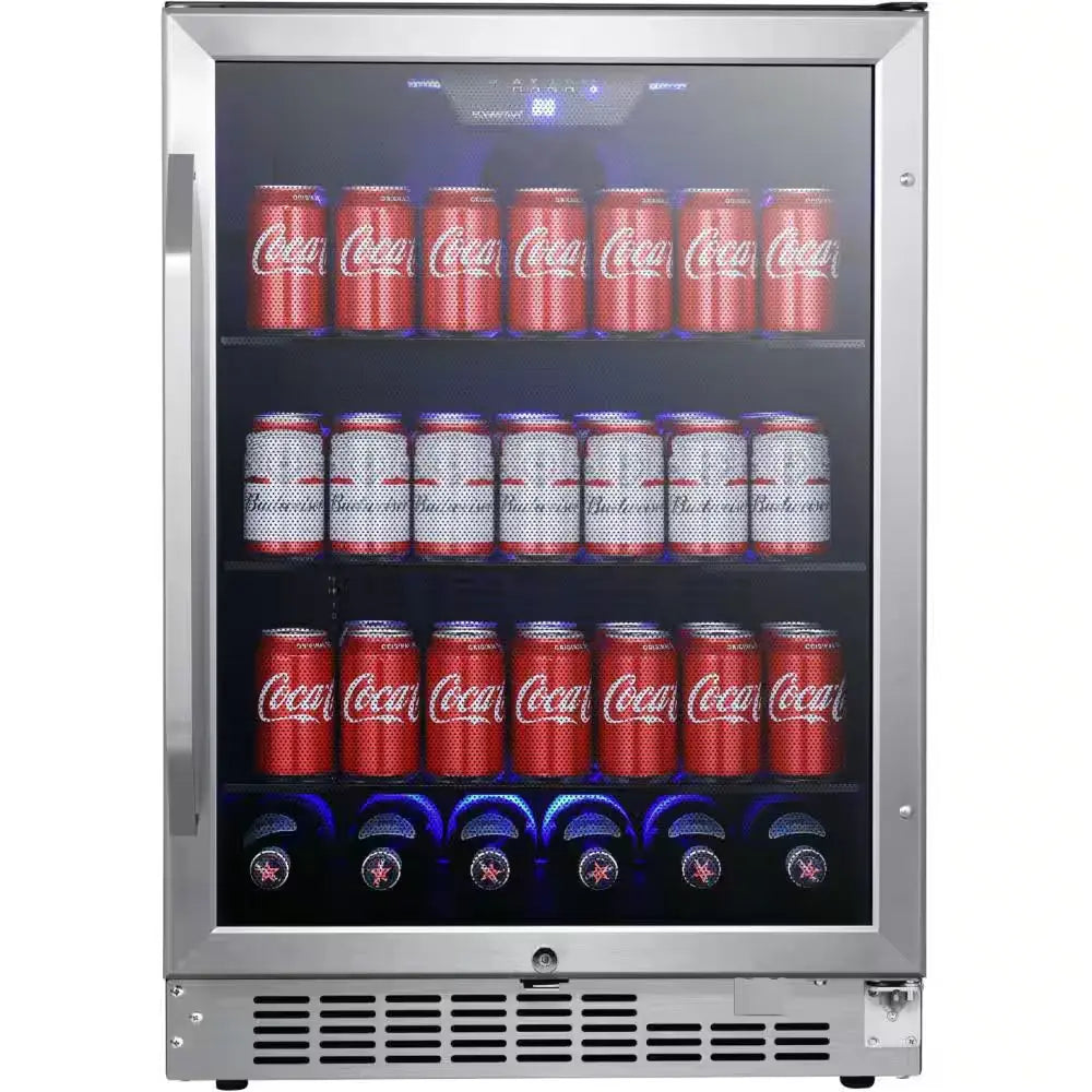 24 In. 142 (12 Oz.) Can Built-In Beverage Cooler with Tinted Door and LED Lighting | Fridge.com