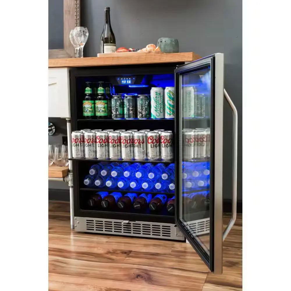 24 In. 142 (12 Oz.) Can Built-In Beverage Cooler with Tinted Door and LED Lighting | Fridge.com