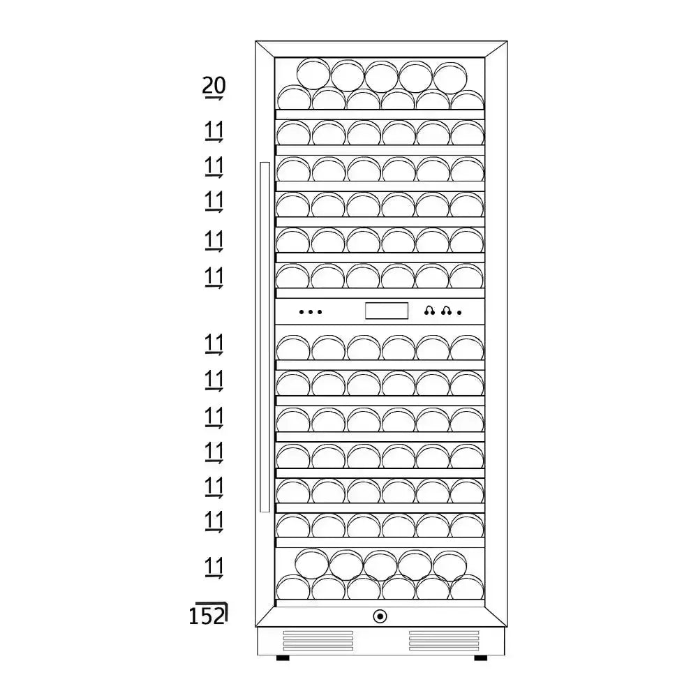 24 In. 152 Bottle Wine Cooler Refrigerator Frost Free with Digital Temperature Control, Freestanding or Built-In | Fridge.com