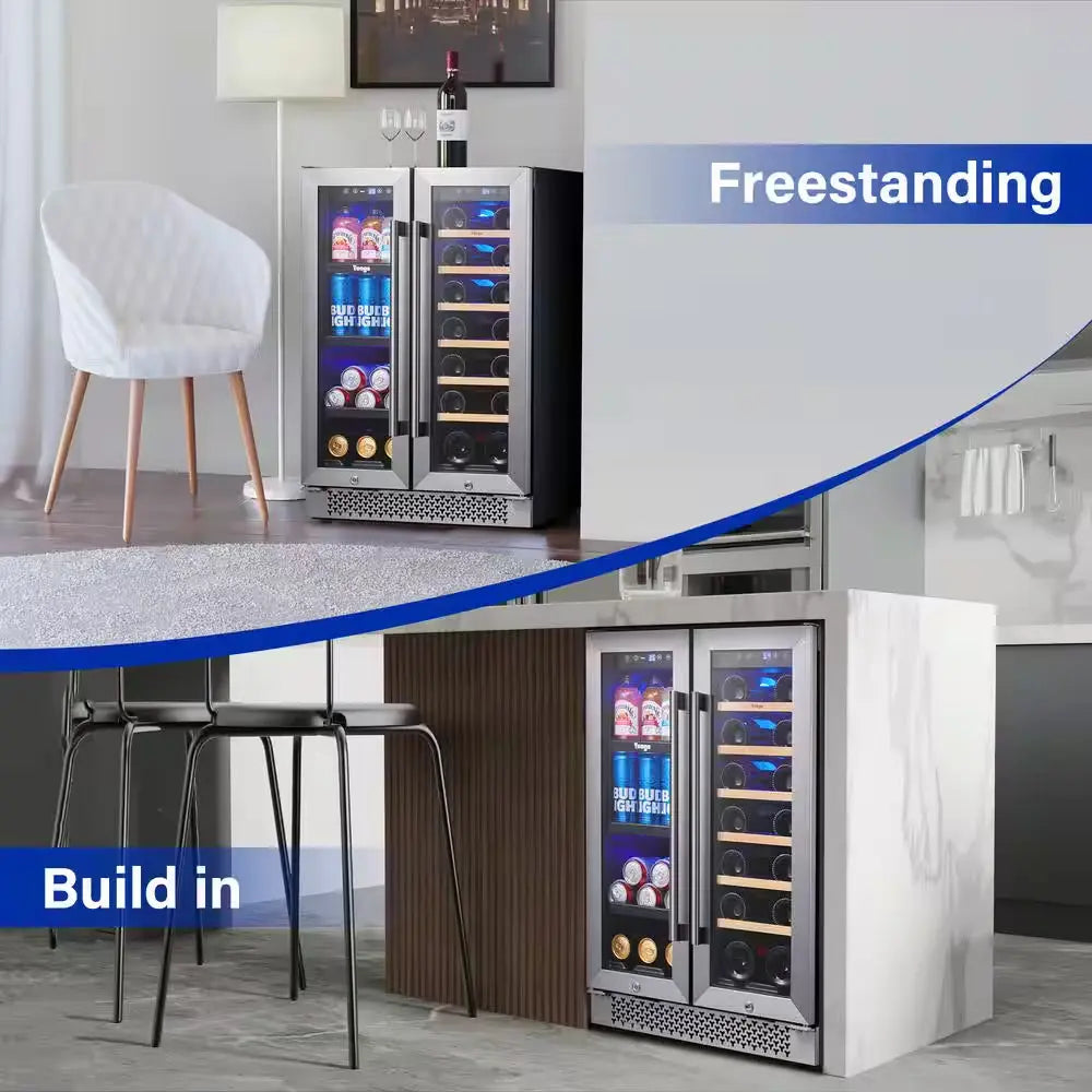 24 In. 20-Bottles Wine and 60-Cans Beverage Cooler Dual Zone Refrigerator Built-In or Freestanding Fridge Frost Free | Fridge.com