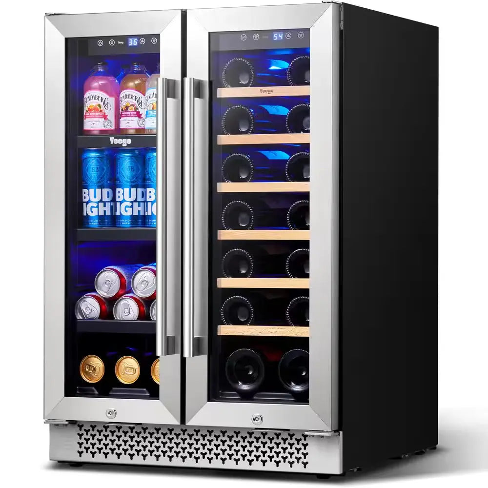 24 In. 20-Bottles Wine and 60-Cans Beverage Cooler Dual Zone Refrigerator Built-In or Freestanding Fridge Frost Free | Fridge.com