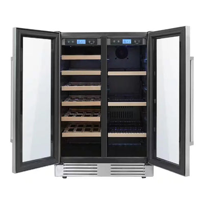 24 In. 21-Bottles and 95-Cans Indoor Independent Dual Zone Wine Beverage Center | Fridge.com