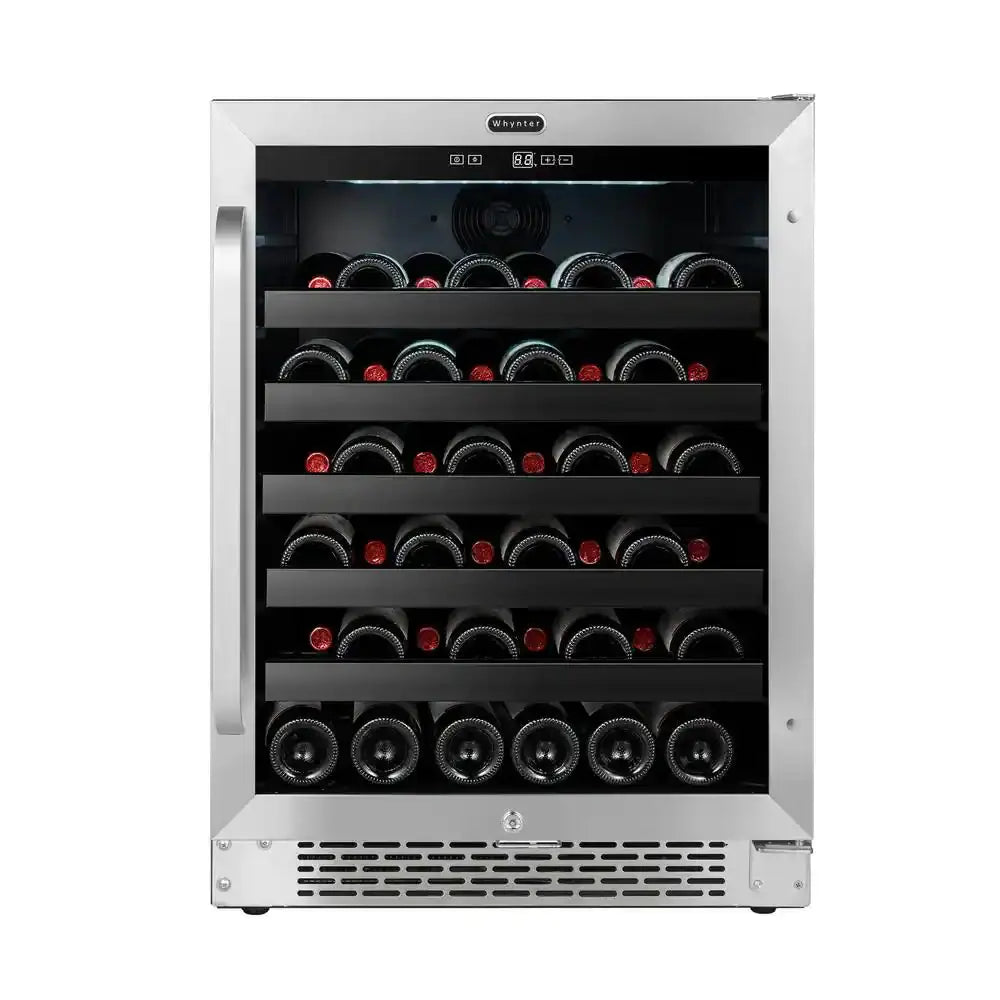 24 In. 46-Wine Bottle Built in Undercounter Stainless Steel Wine Refrigerator | Fridge.com