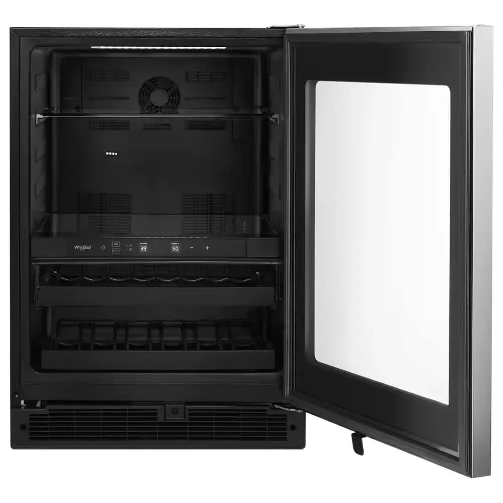 24 In. 5.8 Cu. Ft. 16-Bottle Wine Cooler and Beverage Center in Fingerprint Resistant Stainless Steel | Fridge.com