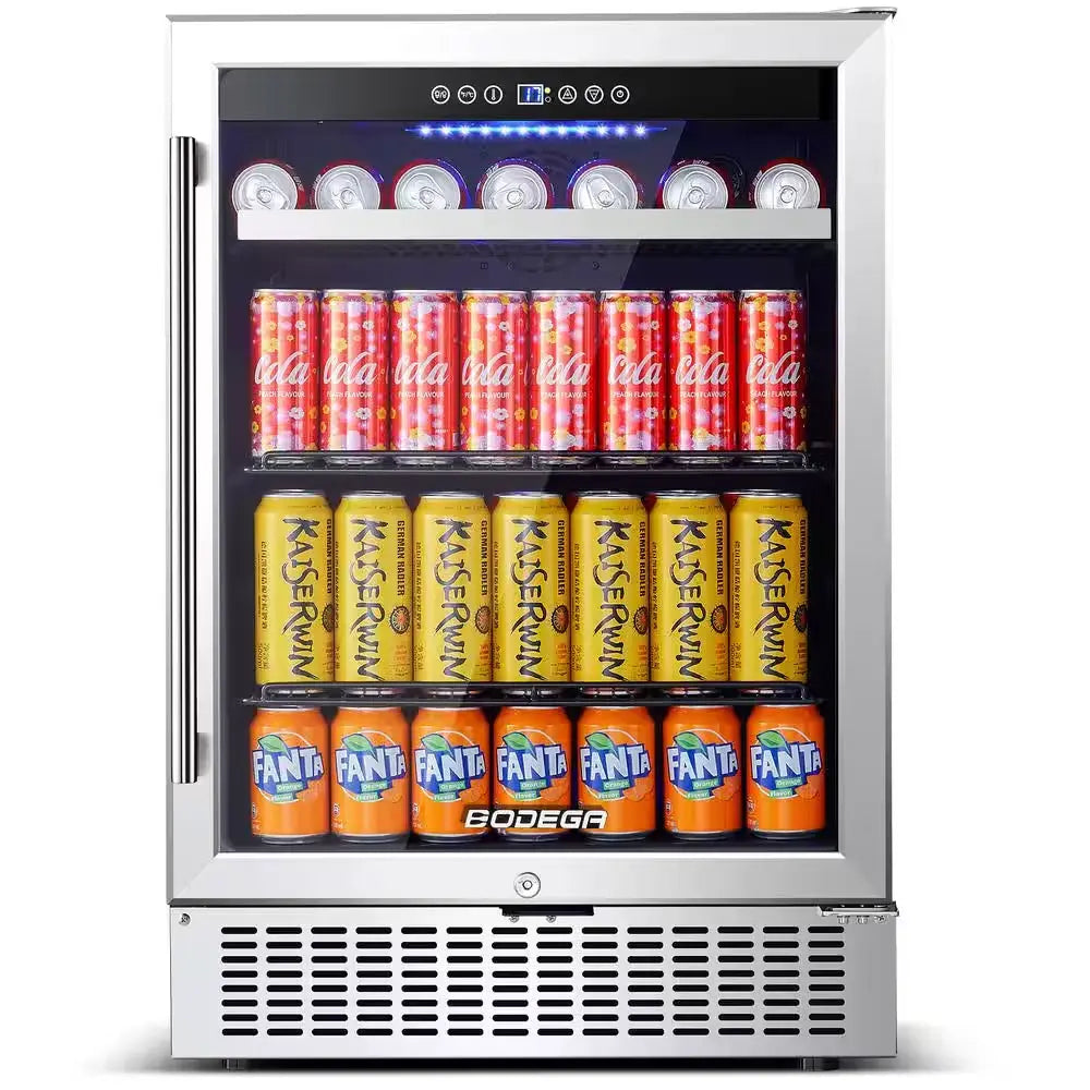 24 In. Built-In Beverage Center Single Zone 180-Cans Beverage Cooler Fridge in Stainless Steel | Fridge.com