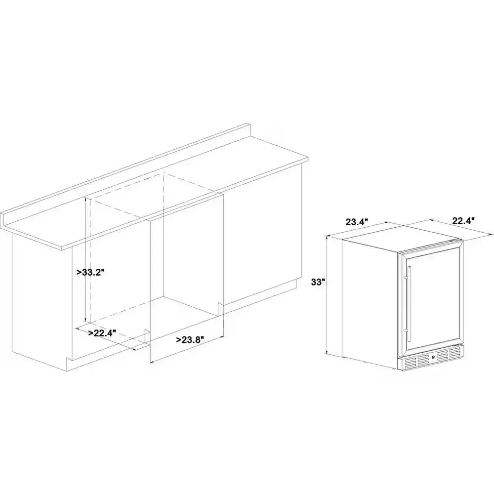 24 In. Built-In Single Zone Beverage Refrigerator with 170 Can 12 Oz. Beverage | Fridge.com