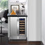 24 In. Dual Zone 18 Wine Bottles and 57 Cans Beverage & Wine Cooler in Silver Built in and Freestanding Blue Leds | Fridge.com