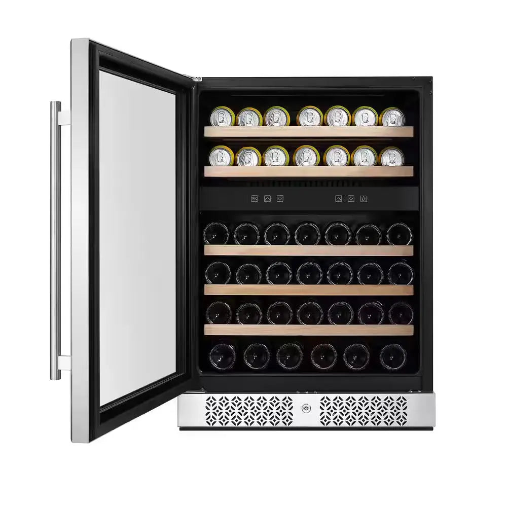 24 In. Dual Zone 46-Bottle Built-In Wine Cooler in Stainless Steel | Fridge.com