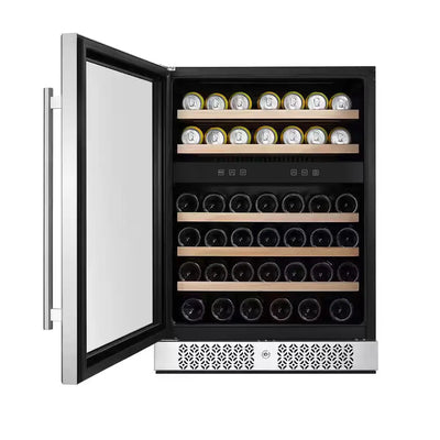 24 In. Dual Zone 46-Bottle Built-In Wine Cooler in Stainless Steel | Fridge.com