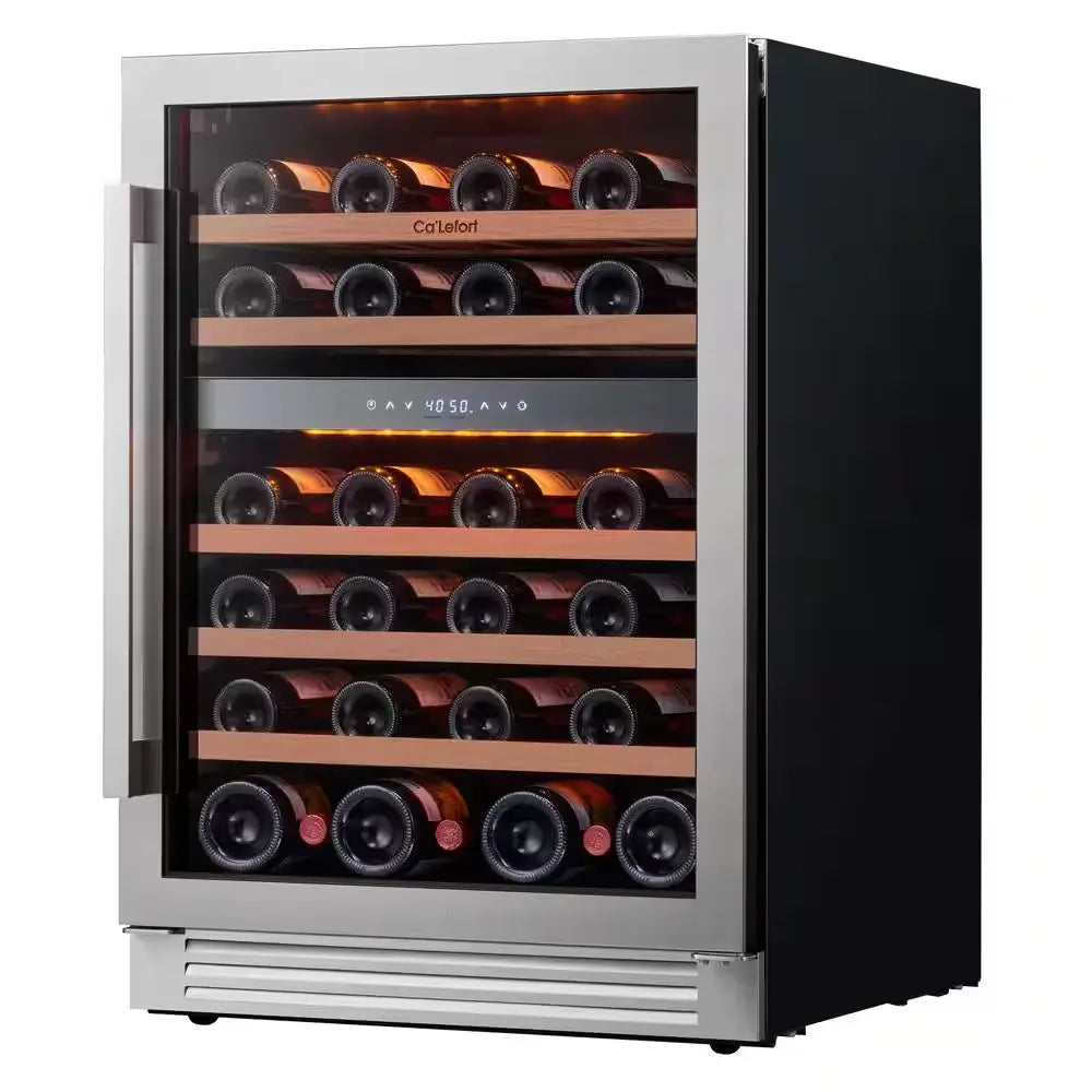 24 In. Dual Zone 46-Bottles Built-In Wine Cooler Refrigerator in Stainless Steel Frost-Free Touch Panel | Fridge.com