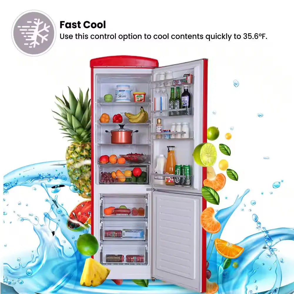 24 In. RETRO BOTTOM MOUNT 11Cf Refrigerator Fast Freeze 110V in Red | Fridge.com